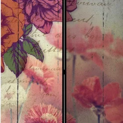 Wohnen Vintage Druck Paravent mit Blumen Grafik & Foto - Price