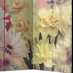 Wohnen Vintage Druck Paravent mit Blumen Grafik & Foto - Price
