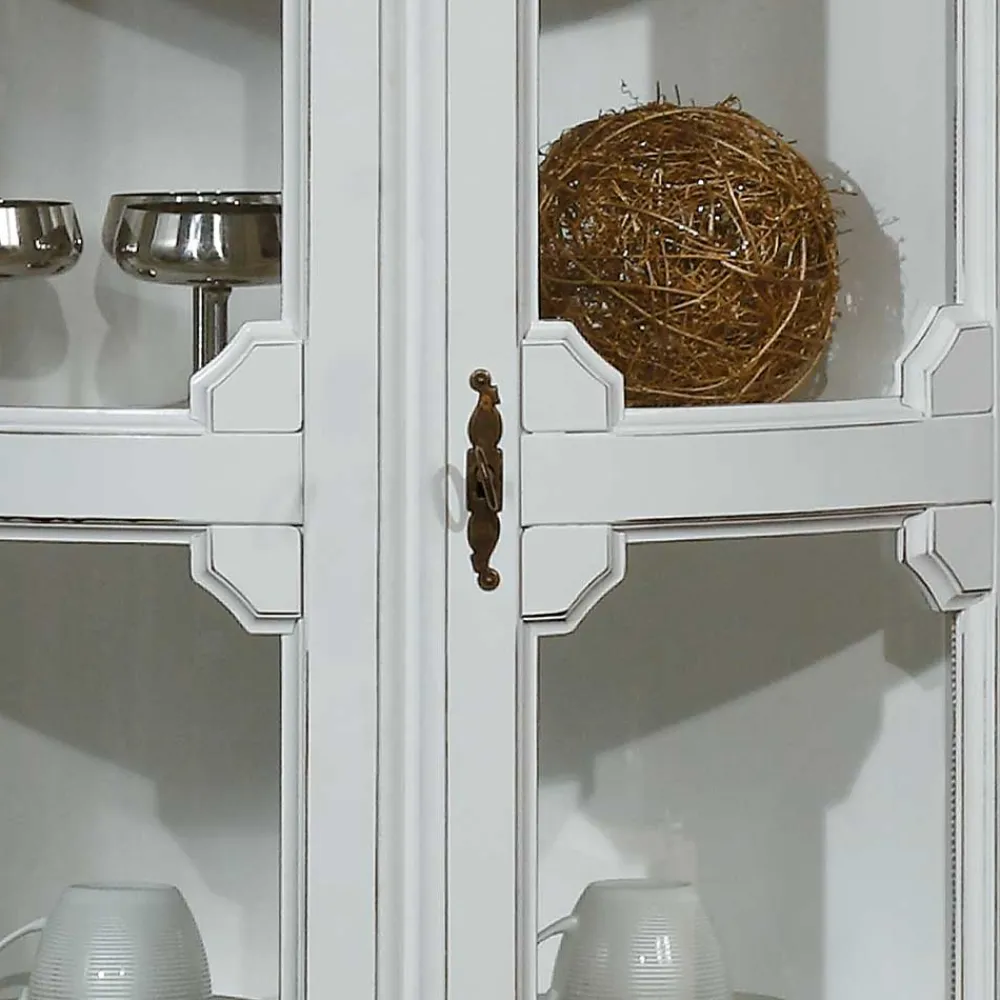 Wohnen Vintage Möbel|Esszimmer-Vitrinen*Vintage Eckvitrine in Weiß - Zarinas
