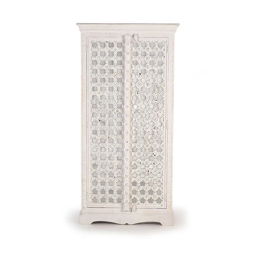 Wohnen Vintage Garderobenschrank in White Wash Holz - Toscana