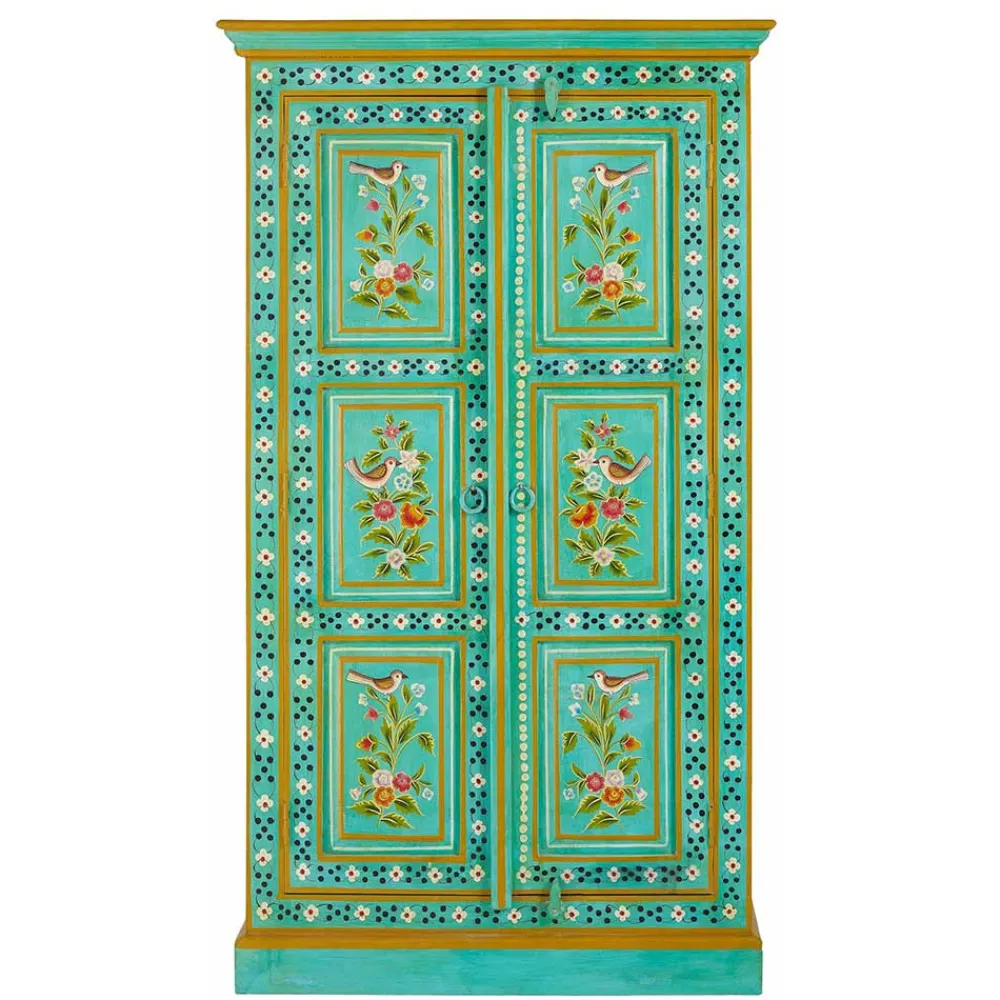 Wohnen Vintage Holzschrank bunt bemalt - Lennlo