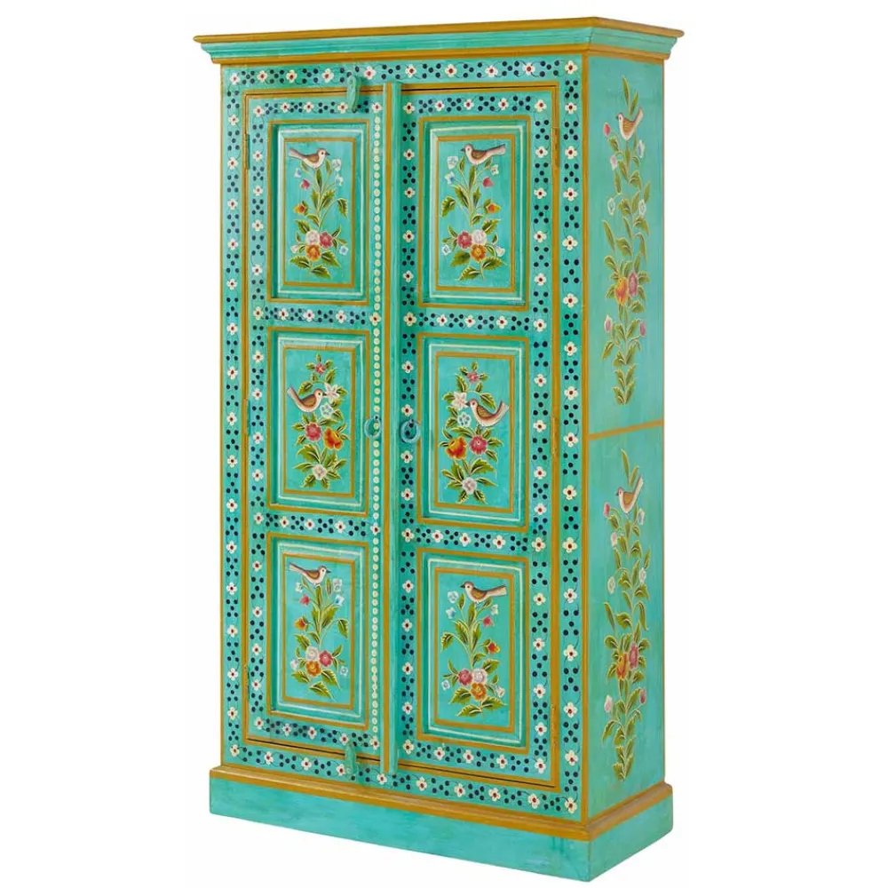 Wohnen Vintage Holzschrank bunt bemalt - Lennlo