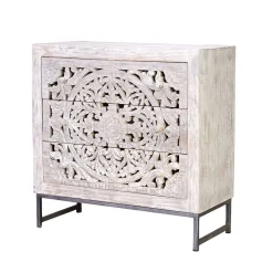 Wohnen Vintage Kommode in Mangoholz White Wash - Fudorus