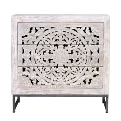 Wohnen Vintage Kommode in Mangoholz White Wash - Fudorus