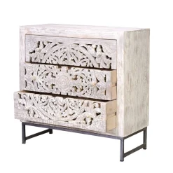 Wohnen Vintage Kommode in Mangoholz White Wash - Fudorus