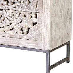 Wohnen Vintage Kommode in Mangoholz White Wash - Fudorus