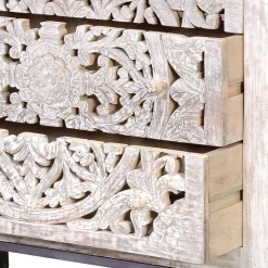 Wohnen Vintage Kommode in Mangoholz White Wash - Fudorus