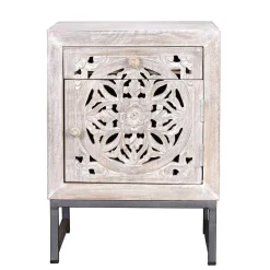 Wohnen Vintage Möbel|Nachttische*Vintage Nachtschrank aus Mangoholz White Wash - Fudorus