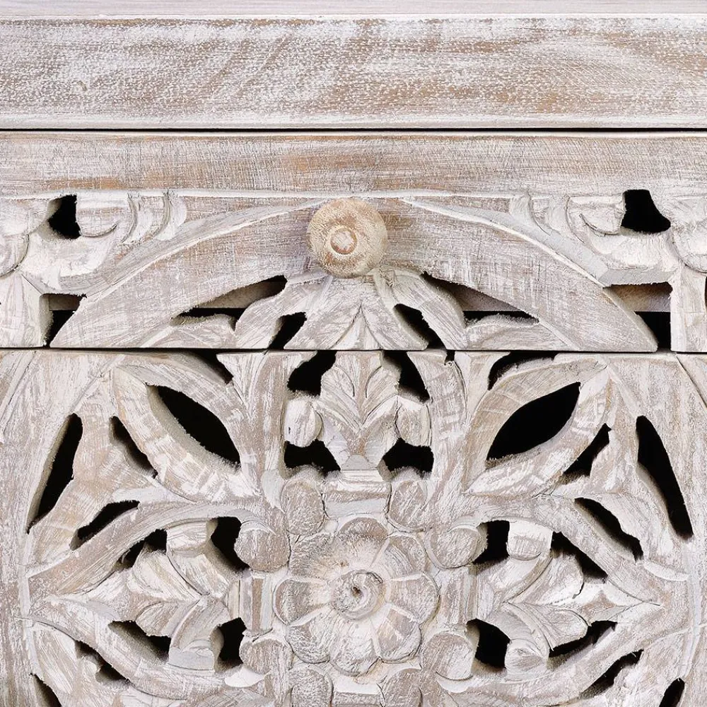 Wohnen Vintage Möbel|Nachttische*Vintage Nachtschrank aus Mangoholz White Wash - Fudorus