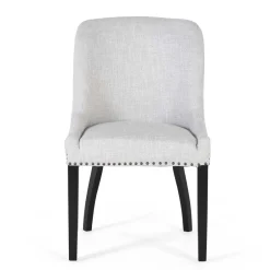 Wohnen Küchenstühle|Esszimmerstühle*Vintage Stühle in Hellgrau Strukturstoff - Lenza (2er Set)