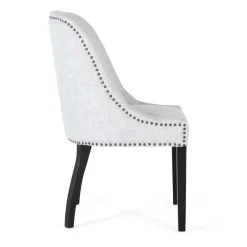 Wohnen Küchenstühle|Esszimmerstühle*Vintage Stühle in Hellgrau Strukturstoff - Lenza (2er Set)