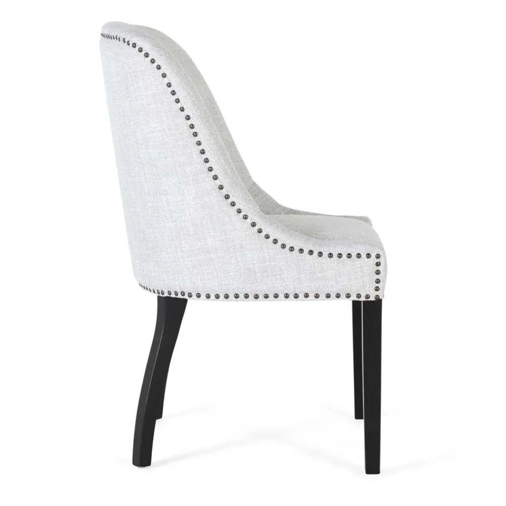 Wohnen Küchenstühle|Esszimmerstühle*Vintage Stühle in Hellgrau Strukturstoff - Lenza (2er Set)