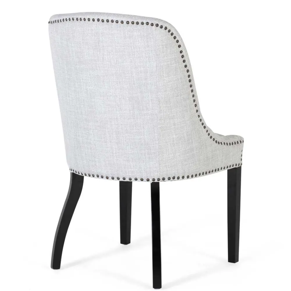 Wohnen Küchenstühle|Esszimmerstühle*Vintage Stühle in Hellgrau Strukturstoff - Lenza (2er Set)