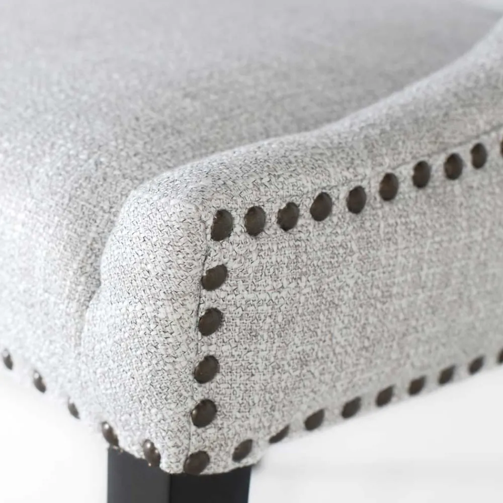 Wohnen Küchenstühle|Esszimmerstühle*Vintage Stühle in Hellgrau Strukturstoff - Lenza (2er Set)