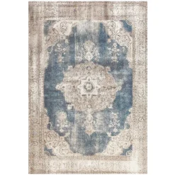 Wohnen Vintage Teppich in Blau und Cremeweiß - Milan