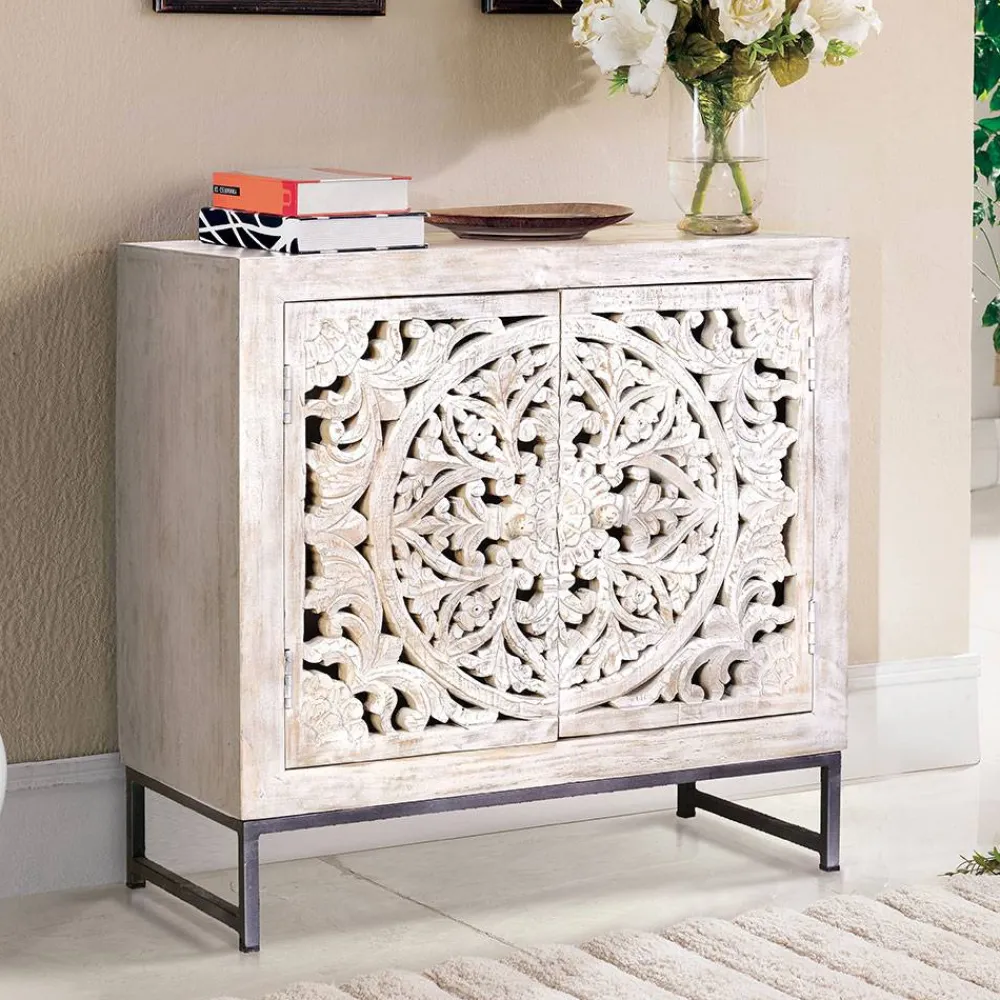 Wohnen Landhausmöbel|Küchenschränke*Vintage Türen-Kommode in Holz White Wash - Fudorus