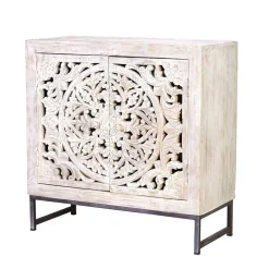 Wohnen Landhausmöbel|Küchenschränke*Vintage Türen-Kommode in Holz White Wash - Fudorus