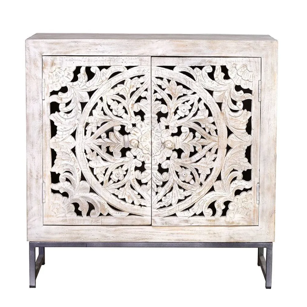 Wohnen Landhausmöbel|Küchenschränke*Vintage Türen-Kommode in Holz White Wash - Fudorus