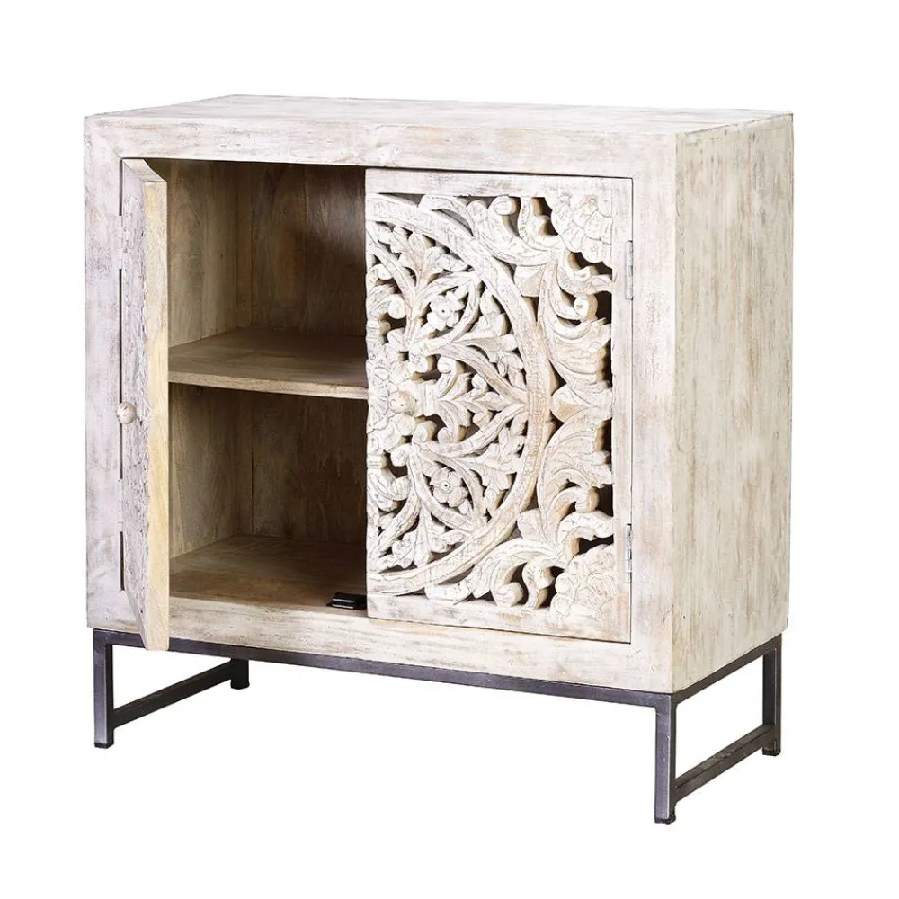 Wohnen Landhausmöbel|Küchenschränke*Vintage Türen-Kommode in Holz White Wash - Fudorus