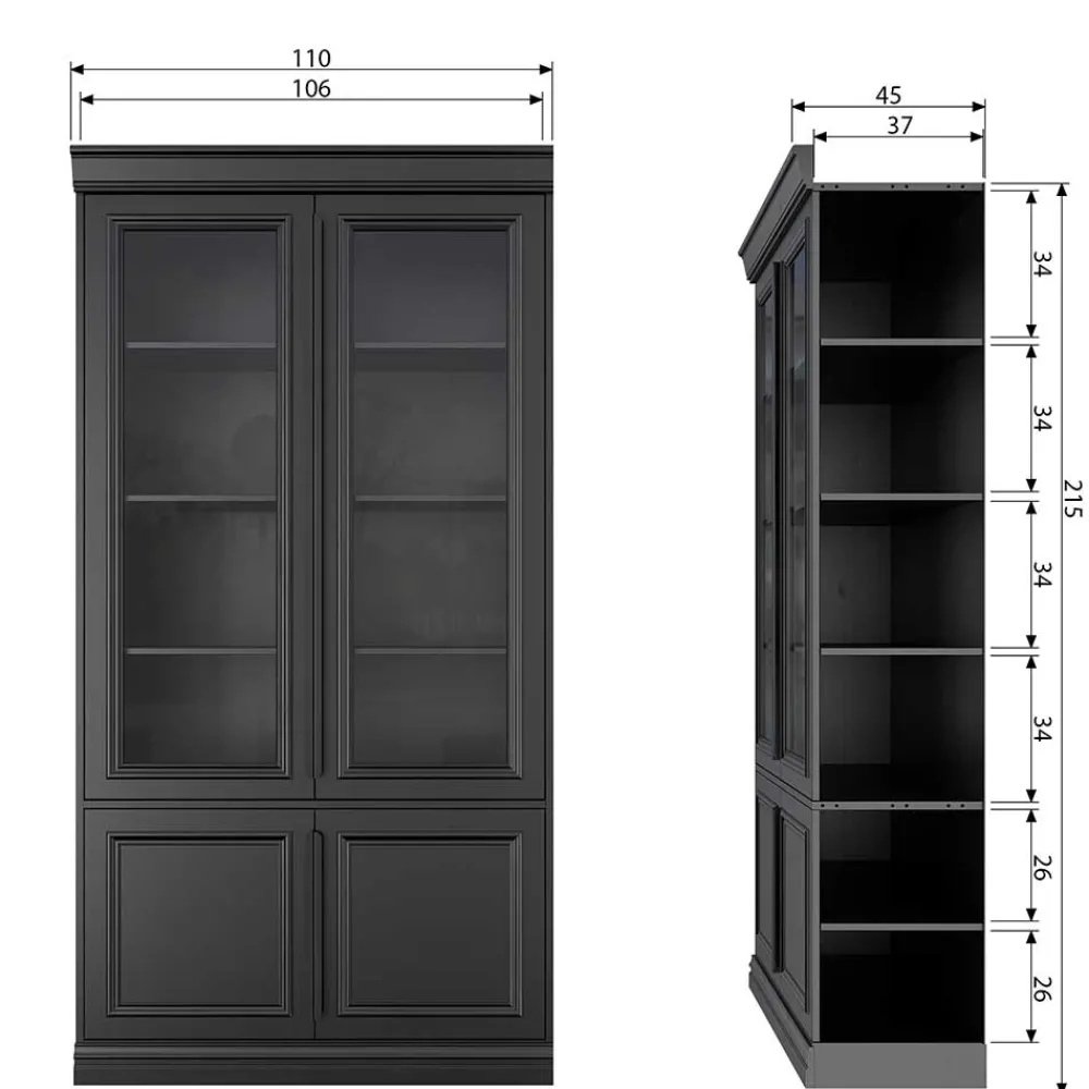 Wohnen Vintage Vitrinenschrank in Schwarz - Graddos