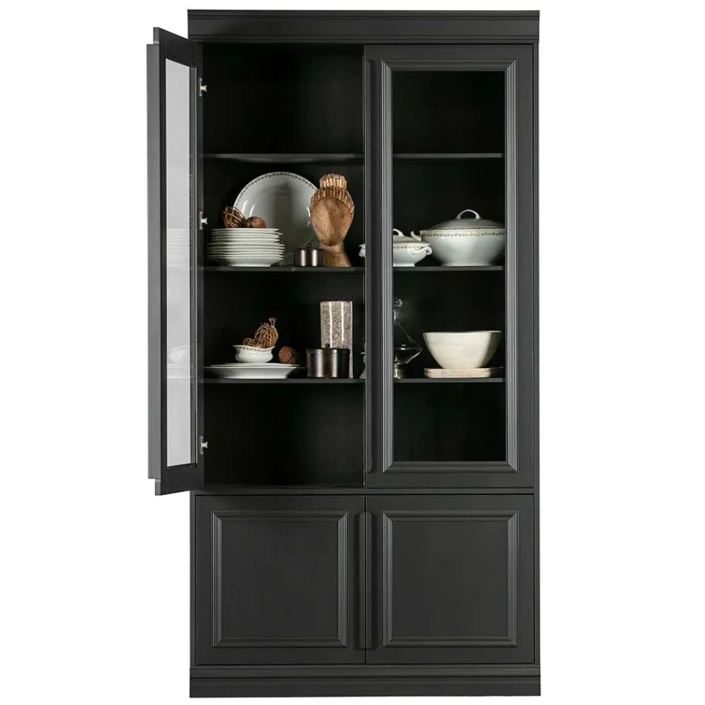 Wohnen Vintage Vitrinenschrank in Schwarz - Graddos