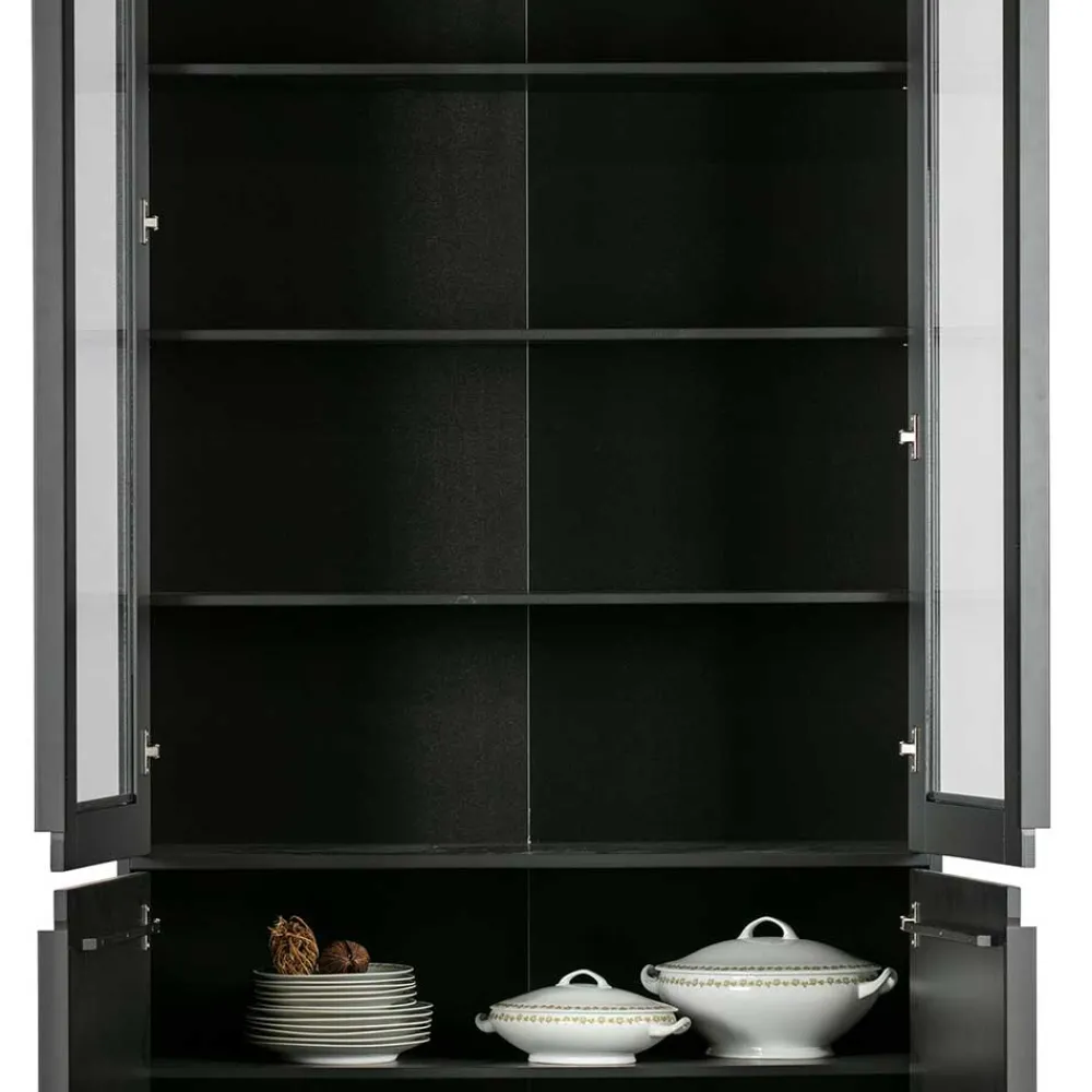Wohnen Vintage Vitrinenschrank in Schwarz - Graddos