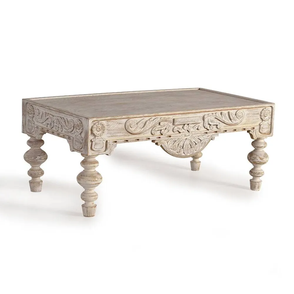 Wohnen Vintage Wohnzimmertisch in Mangoholz White Wash - Lornas