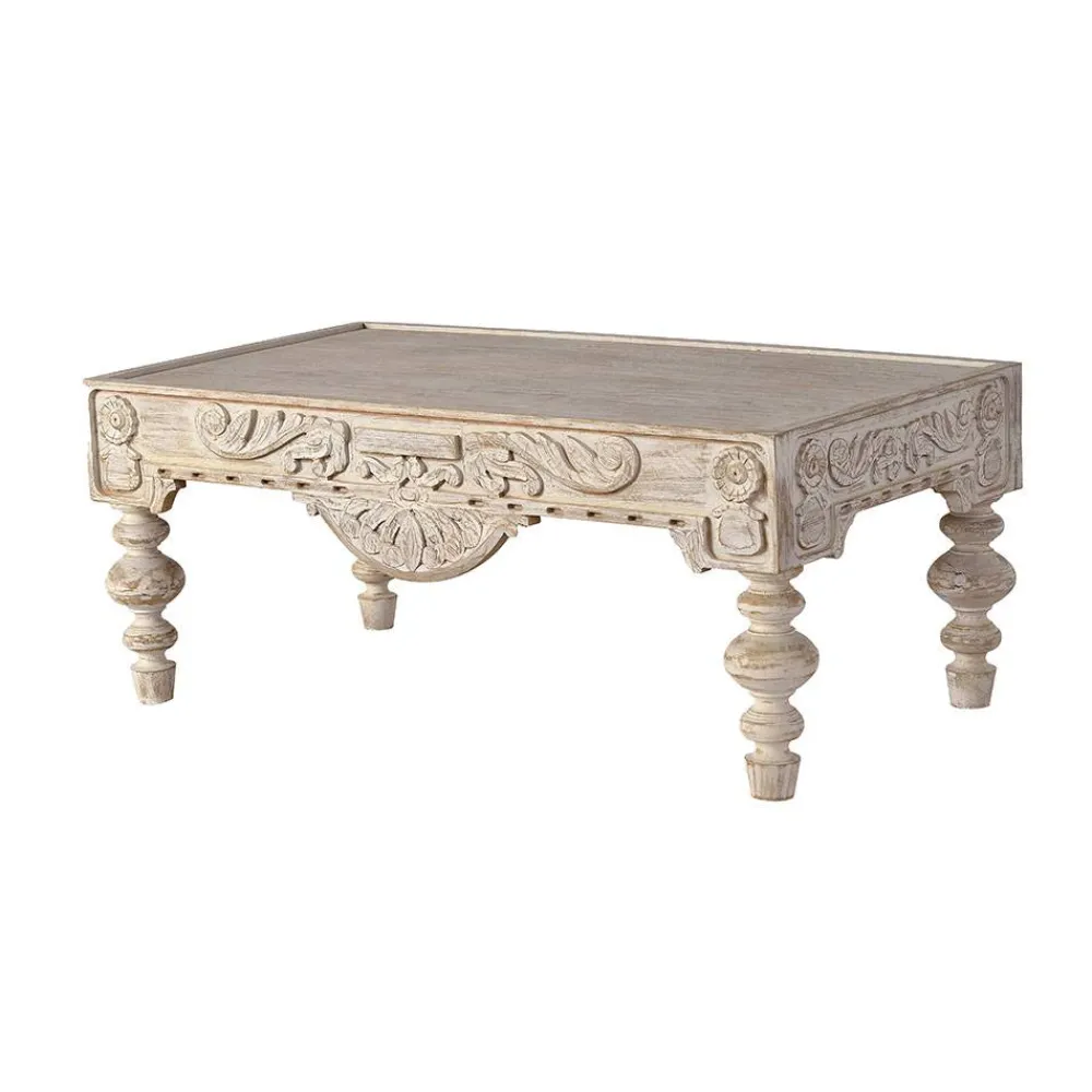 Wohnen Vintage Wohnzimmertisch in Mangoholz White Wash - Lornas