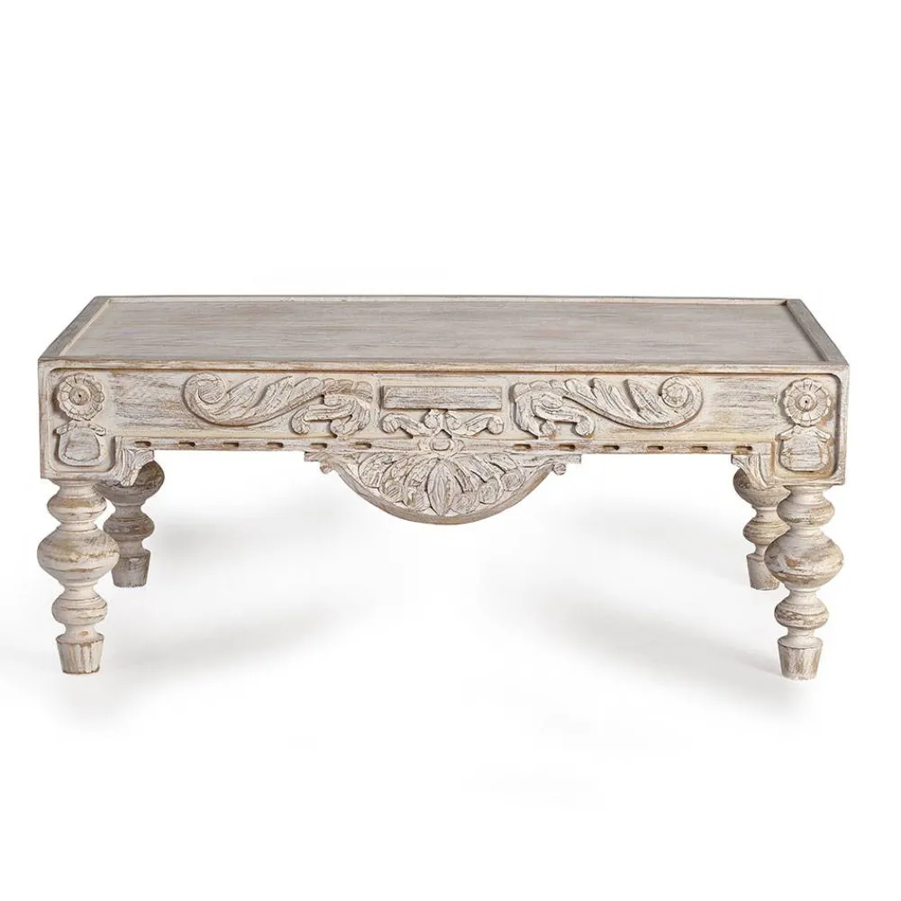 Wohnen Vintage Wohnzimmertisch in Mangoholz White Wash - Lornas