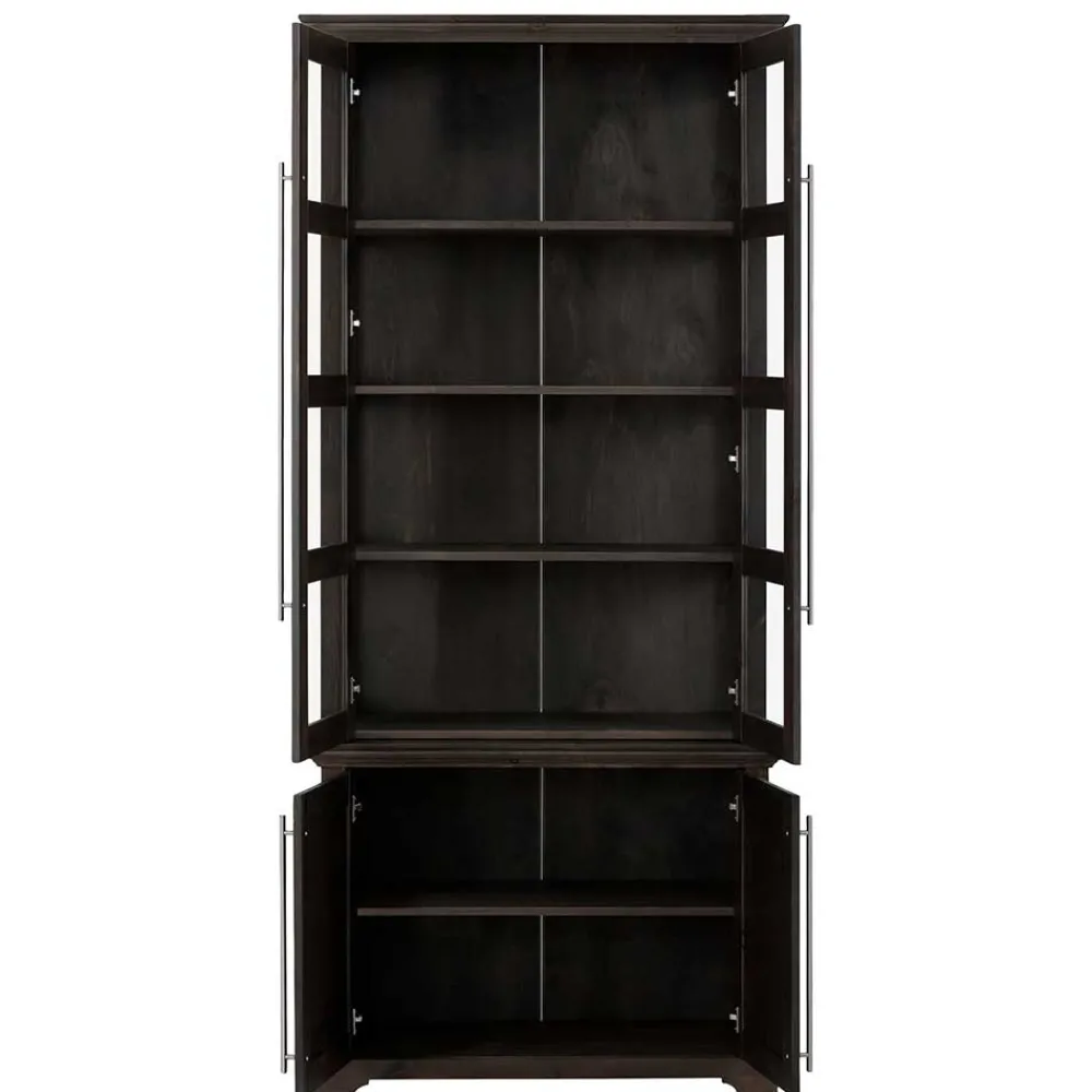 Wohnen Esszimmer-Vitrinen*Vitrine aus dunkel lackiertem Kiefernholz - Syvila