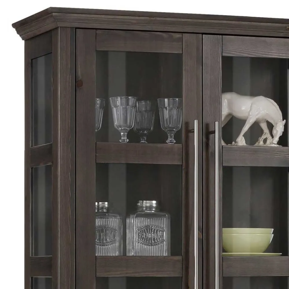 Wohnen Esszimmer-Vitrinen*Vitrine aus dunkel lackiertem Kiefernholz - Syvila