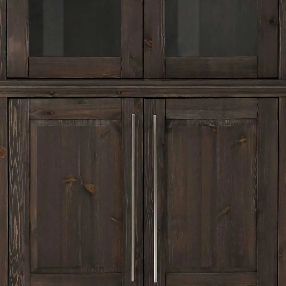 Wohnen Esszimmer-Vitrinen*Vitrine aus dunkel lackiertem Kiefernholz - Syvila