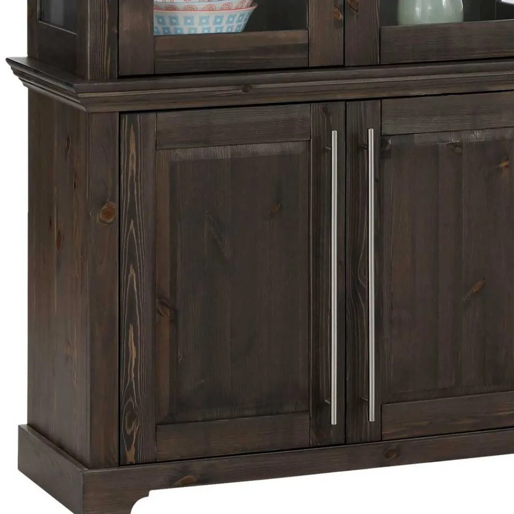 Wohnen Esszimmer-Vitrinen*Vitrine aus dunkel lackiertem Kiefernholz - Syvila