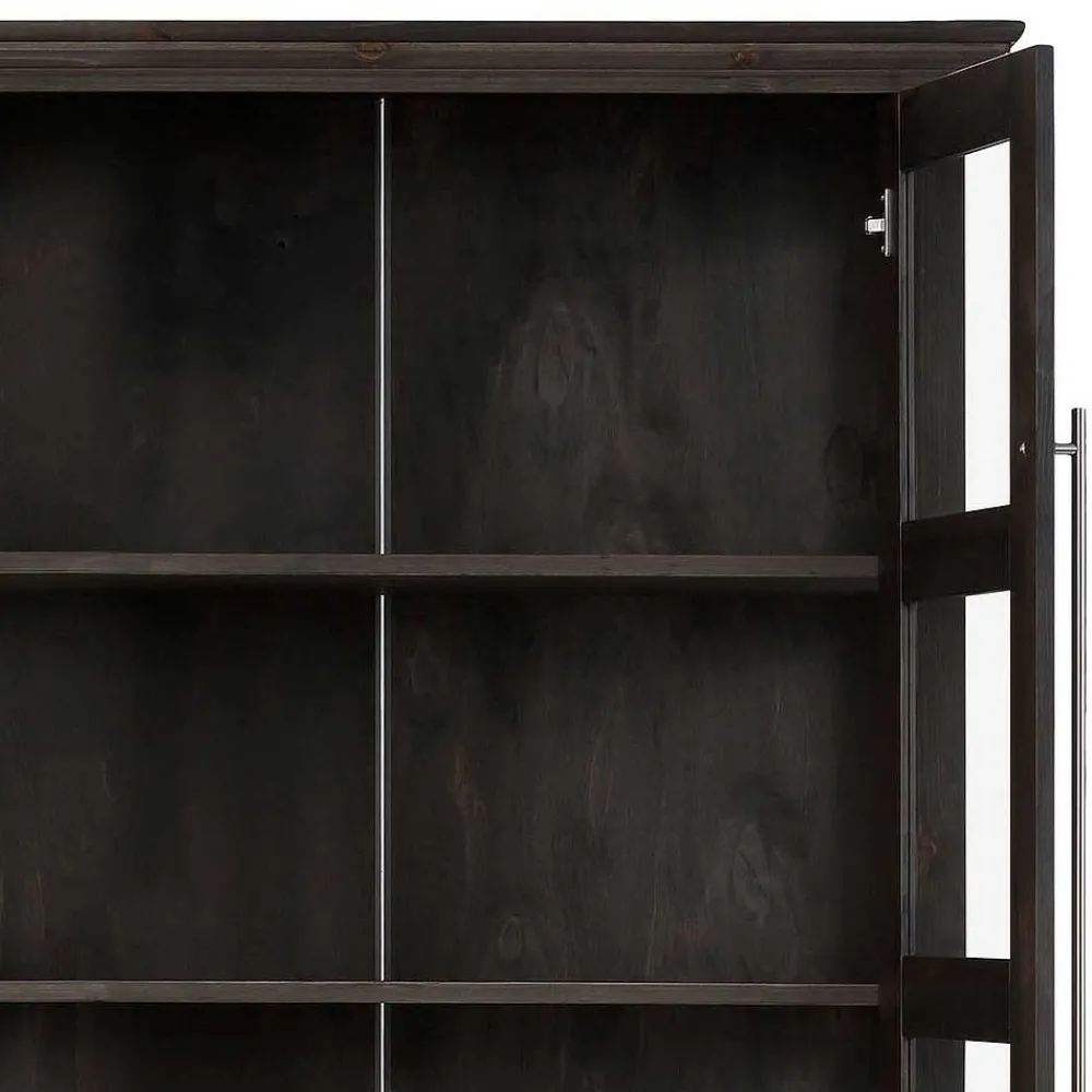 Wohnen Esszimmer-Vitrinen*Vitrine aus dunkel lackiertem Kiefernholz - Syvila