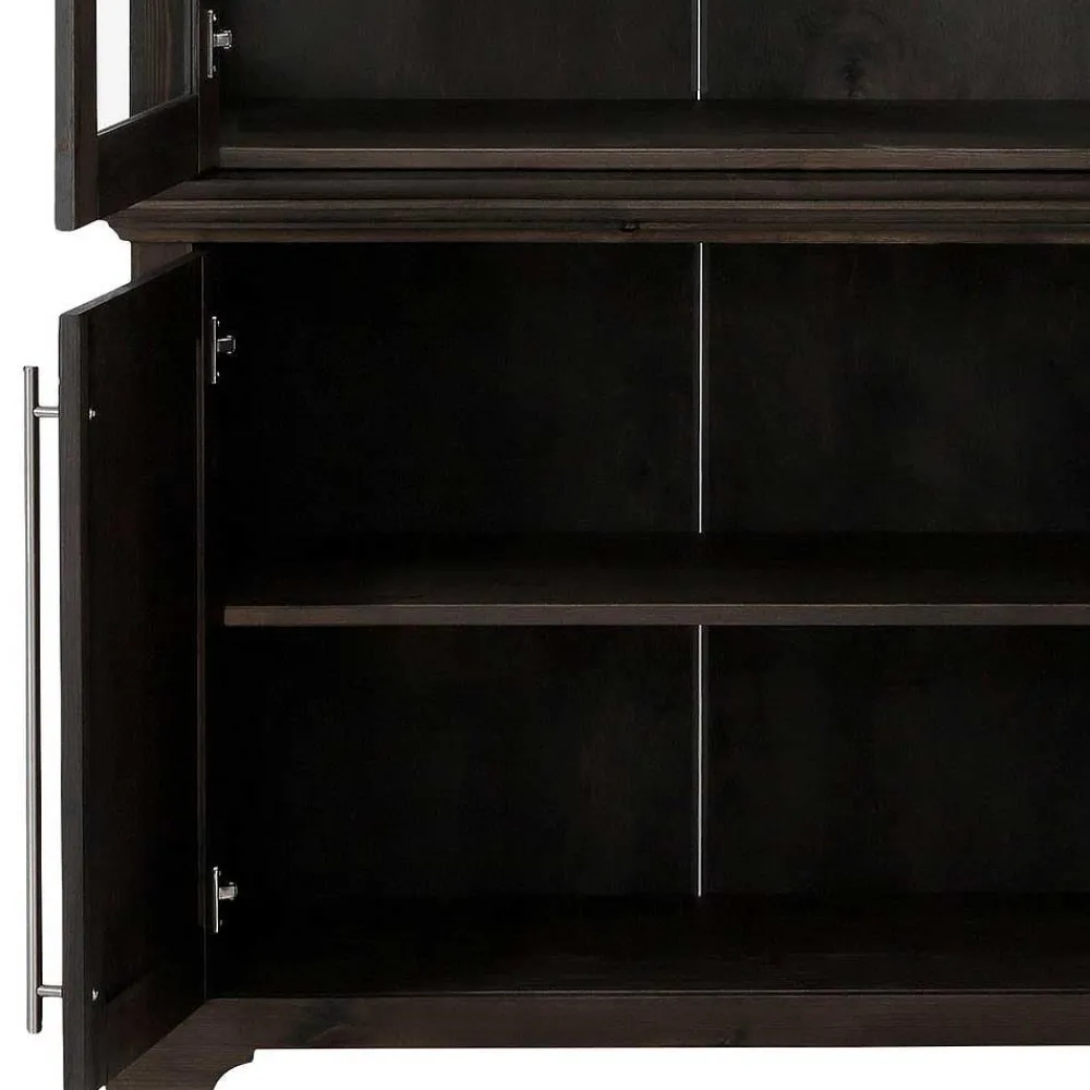 Wohnen Esszimmer-Vitrinen*Vitrine aus dunkel lackiertem Kiefernholz - Syvila