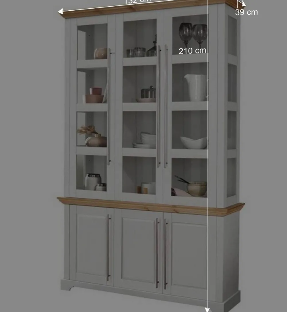 Wohnen Vitrine aus Holz mit Metall Stangengriffen - Eyzaco