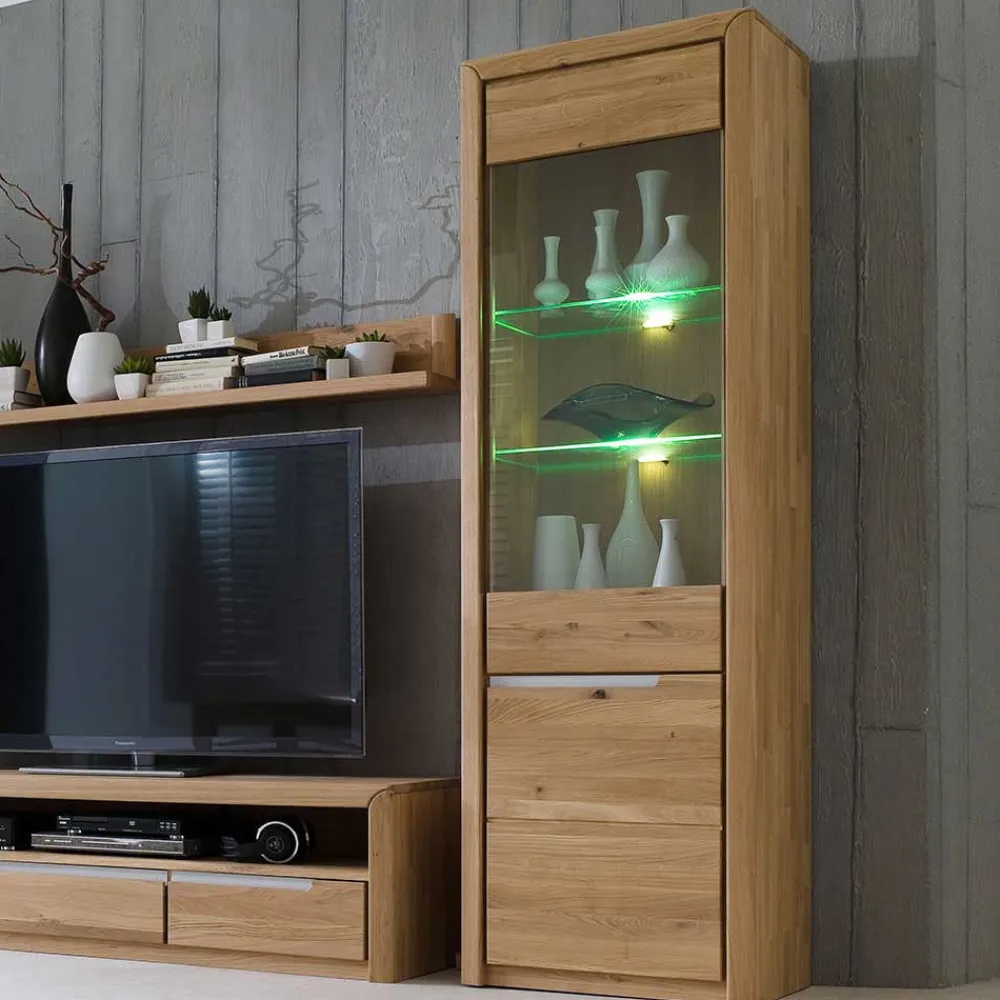 Wohnen Esszimmer-Vitrinen*Vitrine Croconia aus Wildeiche massiv Bianco geölt