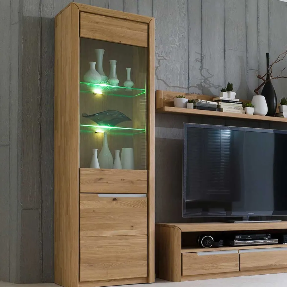 Wohnen Esszimmer-Vitrinen*Vitrine Croconia aus Wildeiche massiv Bianco geölt