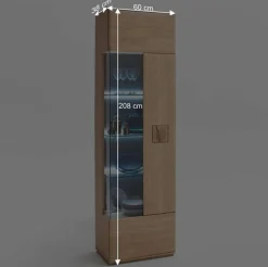 Wohnen Vitrine in 60cm Breite Pontros Eiche Bianco teilmassiv