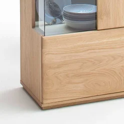 Wohnen Vitrine in 60cm Breite Pontros Eiche Bianco teilmassiv