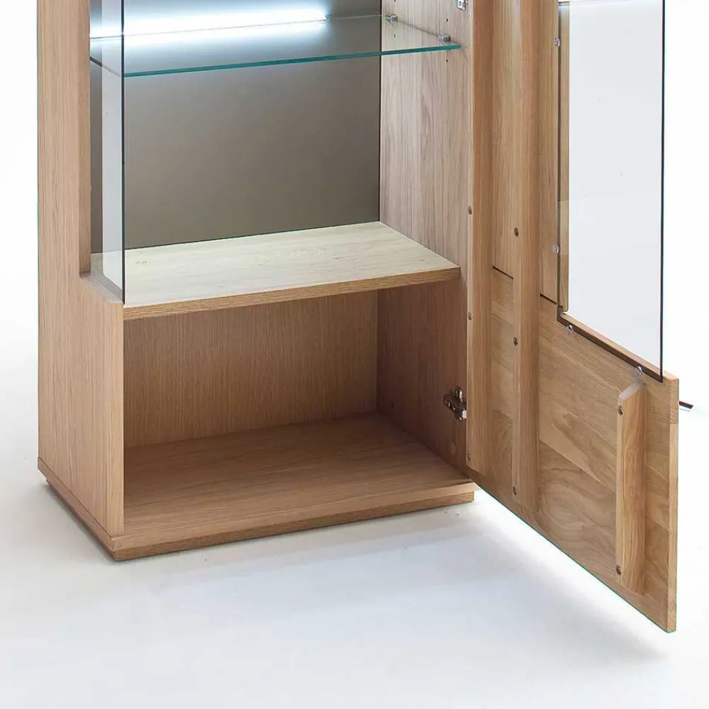 Wohnen Vitrine in 60cm Breite Pontros Eiche Bianco teilmassiv