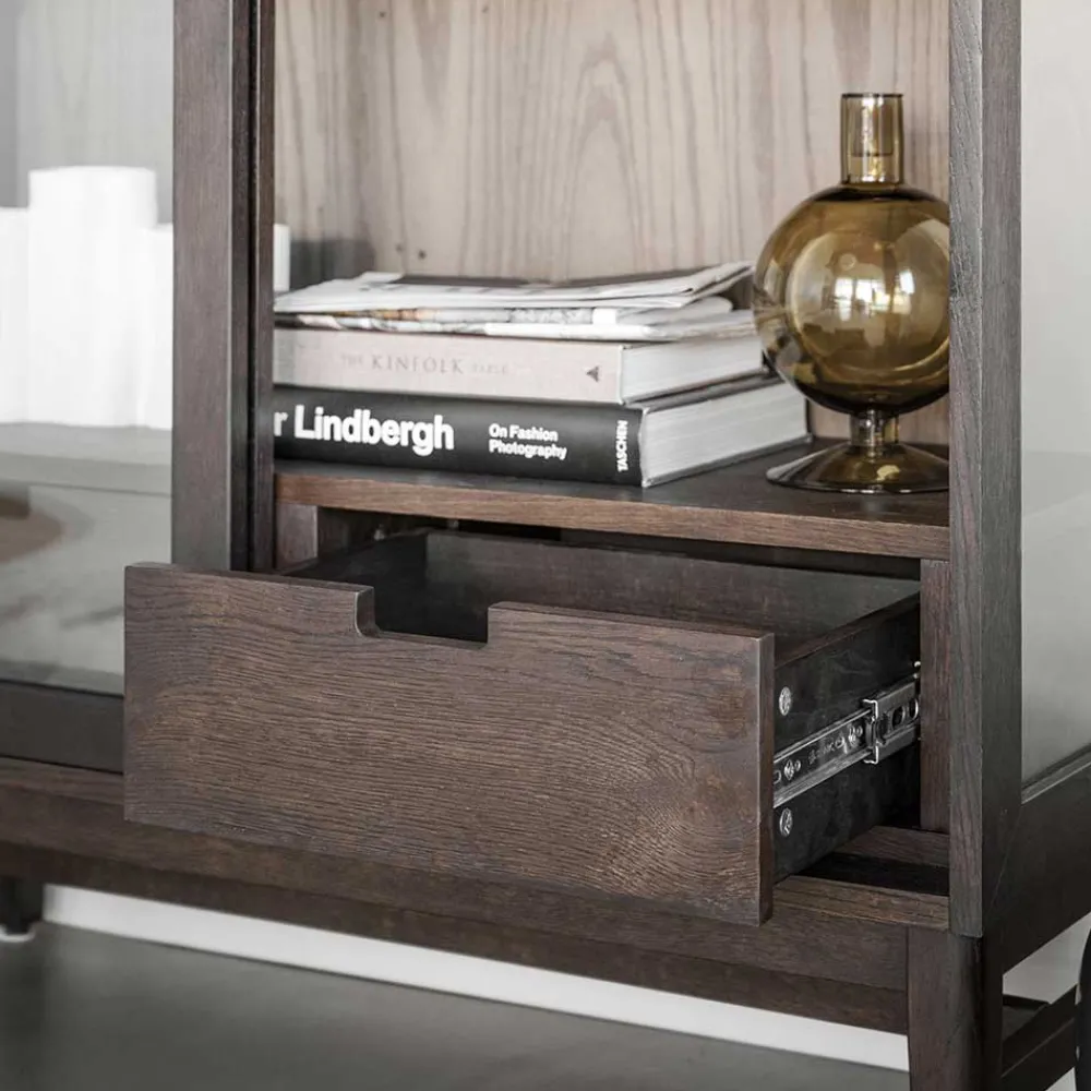 Wohnen Esszimmer-Vitrinen|Vitrinen*Vitrine in Dunkelbraun Eiche - Kuana