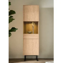 Wohnen Vitrine in Eiche Stone Holzoptik - Jaskin