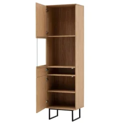 Wohnen Vitrine in Eiche Stone Holzoptik - Jaskin