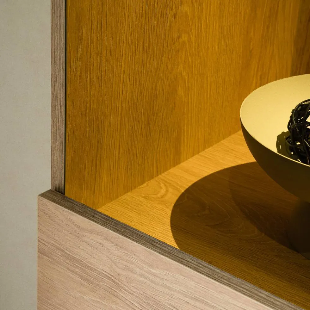 Wohnen Vitrine in Eiche Stone Holzoptik - Jaskin