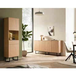 Wohnen Vitrine in Eiche Stone Holzoptik - Jaskin