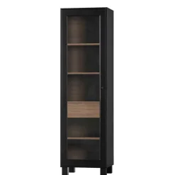 Wohnen Esszimmer-Vitrinen*Vitrine in Schwarz & Walnuss Optik - Rabad