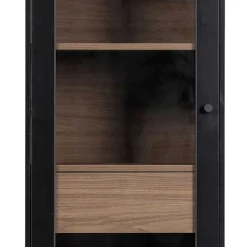 Wohnen Esszimmer-Vitrinen*Vitrine in Schwarz & Walnuss Optik - Rabad