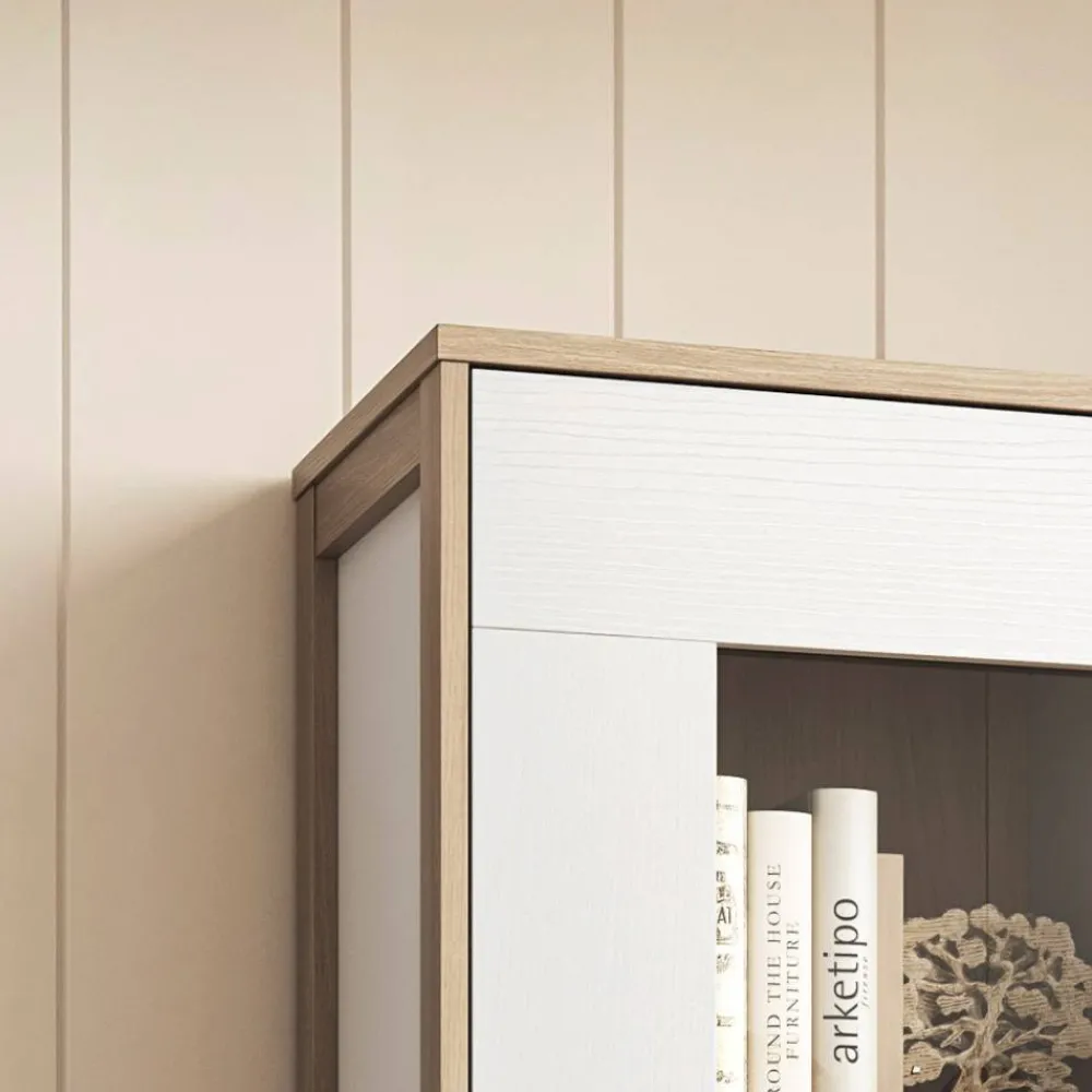 Wohnen Vitrine in Weiß und Eiche Dekor - Ovidio