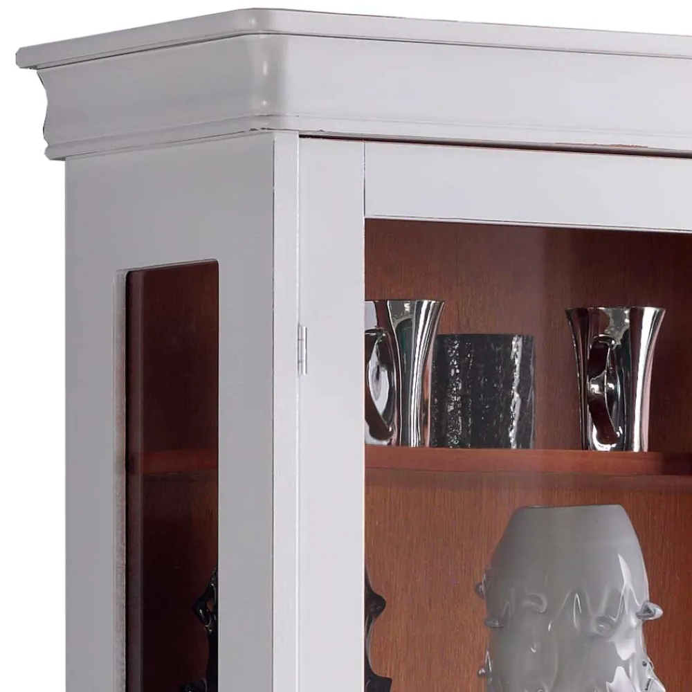 Wohnen Vitrinen|Wohnzimmer-Vitrinen*Vitrine in Weiß und Nussbaum - Zarinas